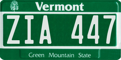 VT license plate ZIA447
