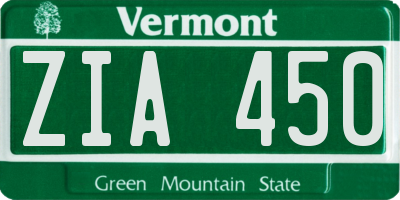 VT license plate ZIA450