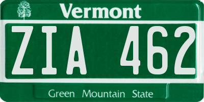 VT license plate ZIA462