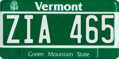 VT license plate ZIA465