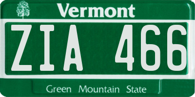 VT license plate ZIA466