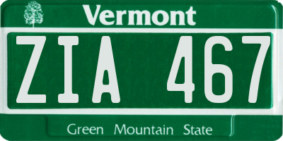 VT license plate ZIA467