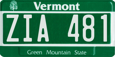 VT license plate ZIA481