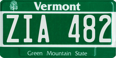 VT license plate ZIA482