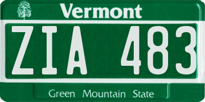 VT license plate ZIA483