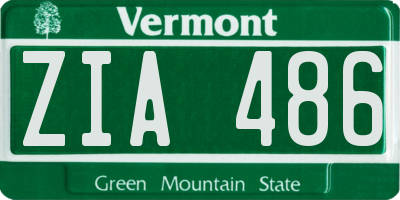 VT license plate ZIA486