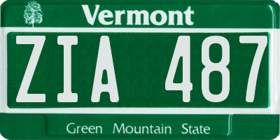 VT license plate ZIA487