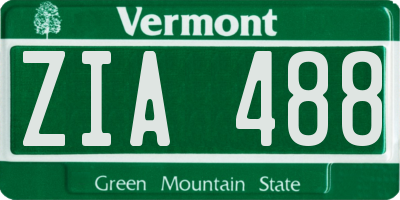 VT license plate ZIA488