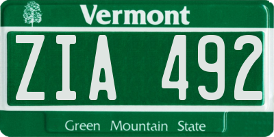 VT license plate ZIA492