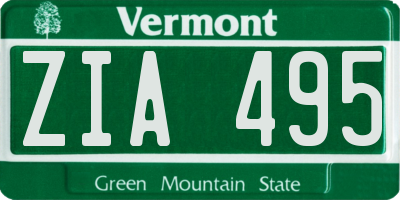 VT license plate ZIA495