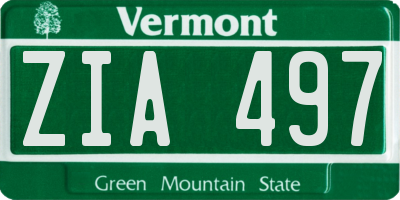 VT license plate ZIA497