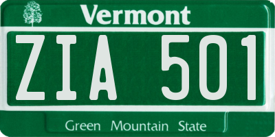 VT license plate ZIA501