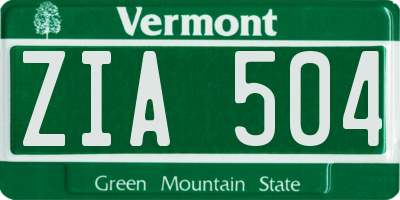 VT license plate ZIA504