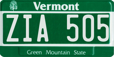 VT license plate ZIA505
