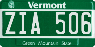 VT license plate ZIA506