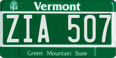 VT license plate ZIA507