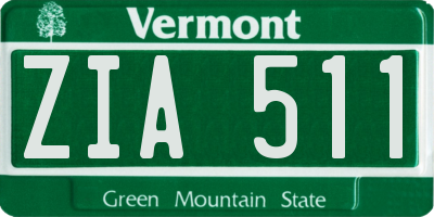 VT license plate ZIA511
