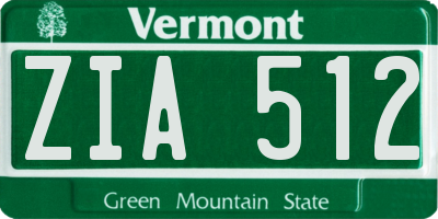 VT license plate ZIA512