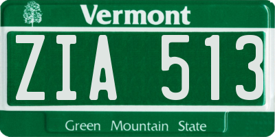 VT license plate ZIA513