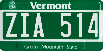 VT license plate ZIA514
