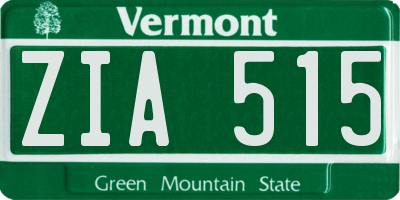 VT license plate ZIA515