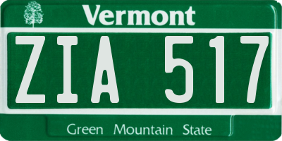 VT license plate ZIA517