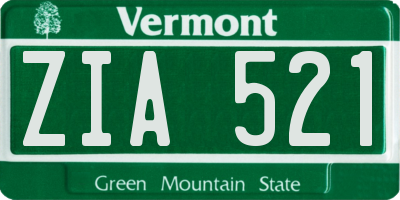 VT license plate ZIA521