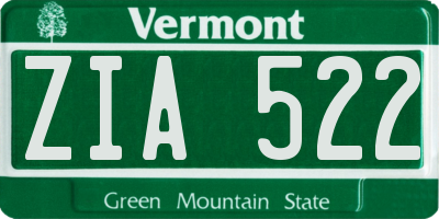 VT license plate ZIA522