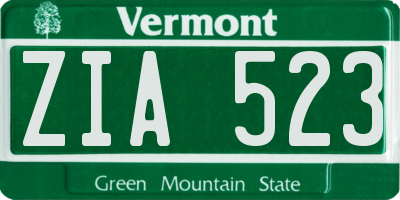 VT license plate ZIA523