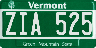 VT license plate ZIA525