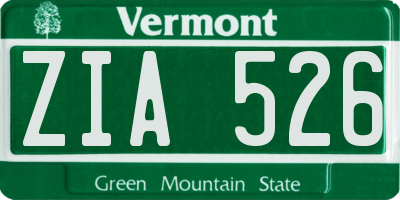 VT license plate ZIA526