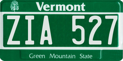 VT license plate ZIA527