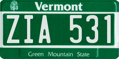 VT license plate ZIA531