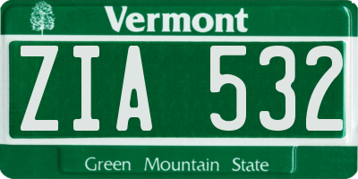 VT license plate ZIA532