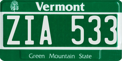 VT license plate ZIA533