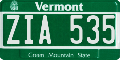 VT license plate ZIA535