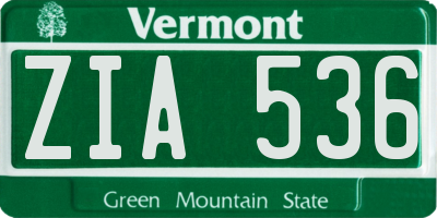 VT license plate ZIA536