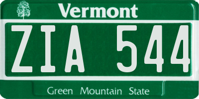 VT license plate ZIA544