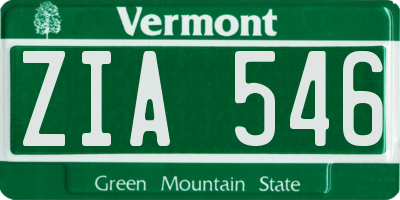 VT license plate ZIA546