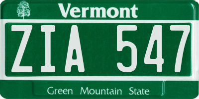VT license plate ZIA547