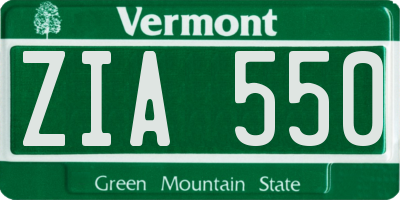 VT license plate ZIA550