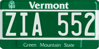 VT license plate ZIA552