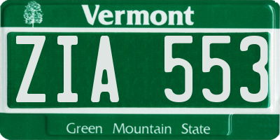 VT license plate ZIA553