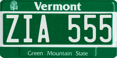 VT license plate ZIA555