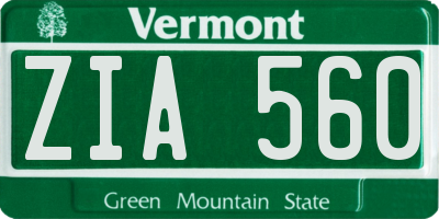 VT license plate ZIA560