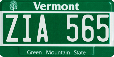 VT license plate ZIA565