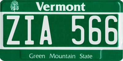 VT license plate ZIA566