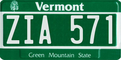 VT license plate ZIA571