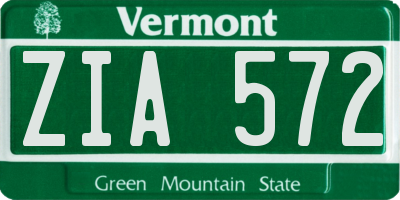 VT license plate ZIA572