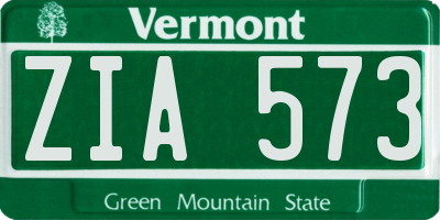 VT license plate ZIA573